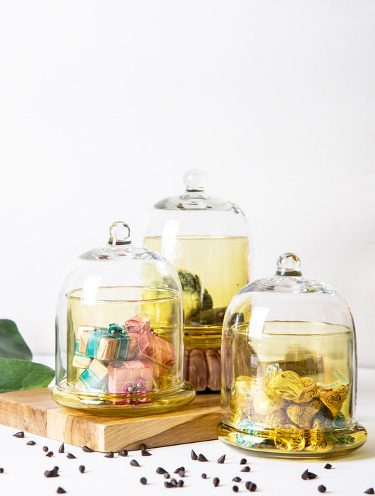 Glass Bell Jar - Yellow