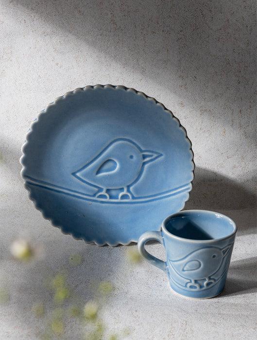 Ceramic Stoneware Birdie Set - Mug & Plate