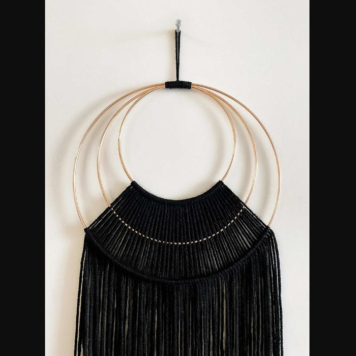 Triple Hoop Black And Golden Elegant Wall Hanging