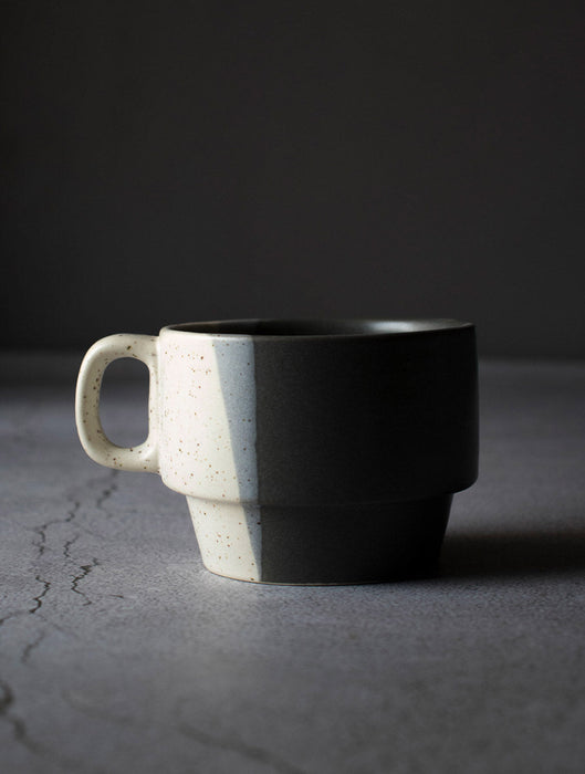 Ceramic Stoneware Black & White Stackable Mug