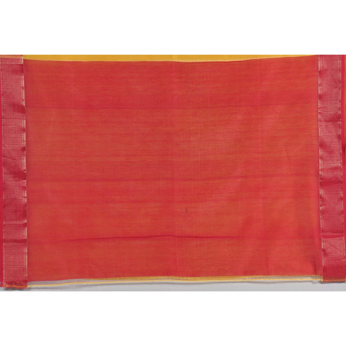 Maheshwari Cotton Silk Saree - Red Yellow