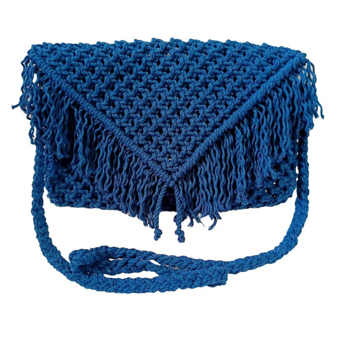 Handmade Macrame Royal Blue Sling Bag