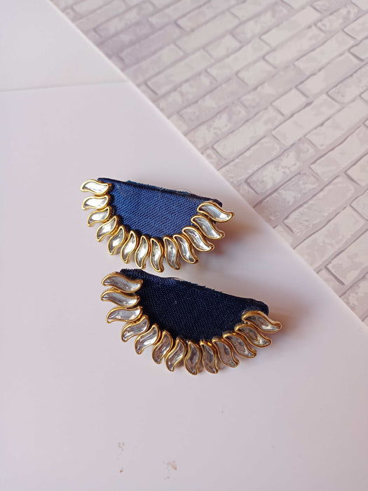 Blue Semi Circular Sun Inspired Studs Earrings