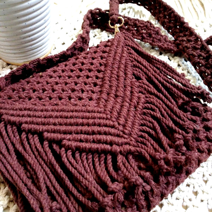 Boho Chic Brown Valentine Macrame Bag