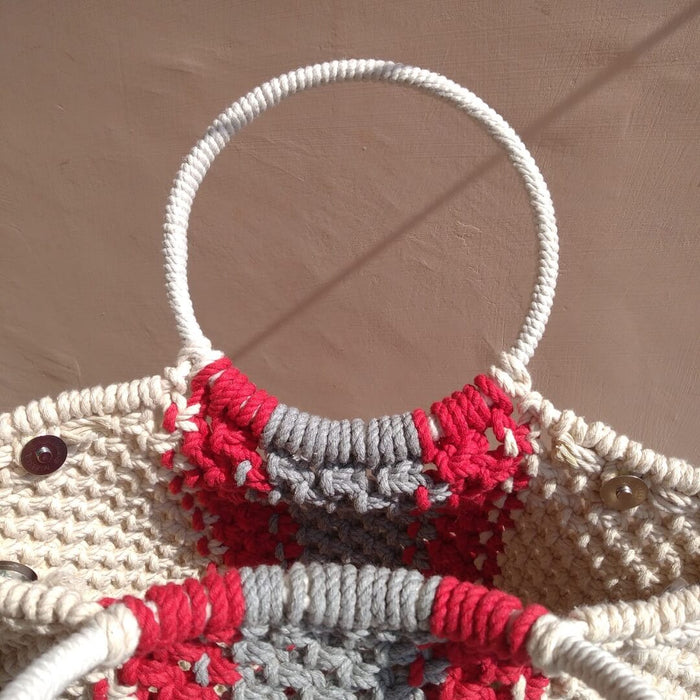 Boho Macrame Red Spark Shopping Tote Bag