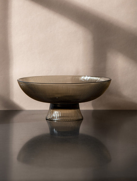 Ceramic Brown Ribbed Glass Bowl