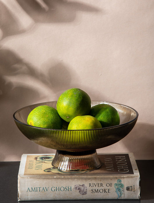 Ceramic Brown Ribbed Glass Bowl