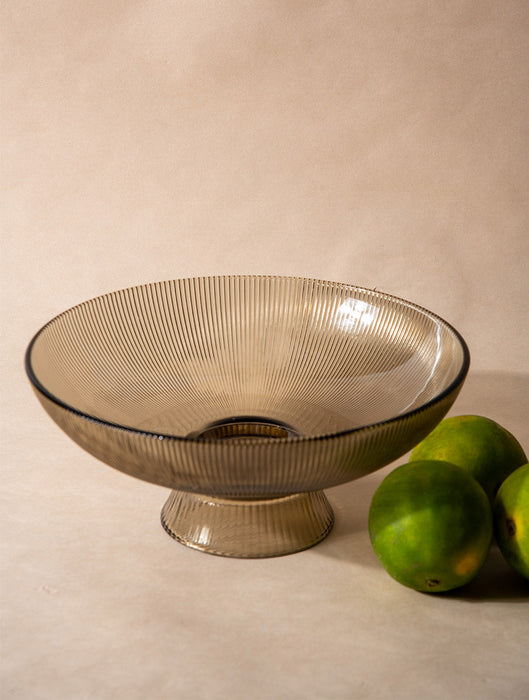 Ceramic Brown Ribbed Glass Bowl