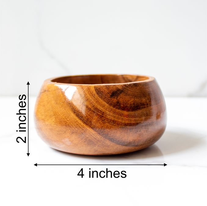 Wooden Bulgy Flat Bowl  ( Set of 2 )