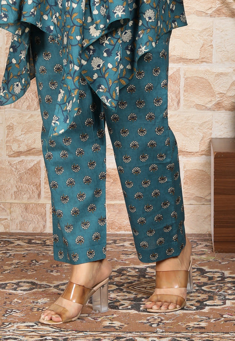 Women's Modal Muslin Chanderi Full sleeve 2 Pieces Coord Set C08 Teal