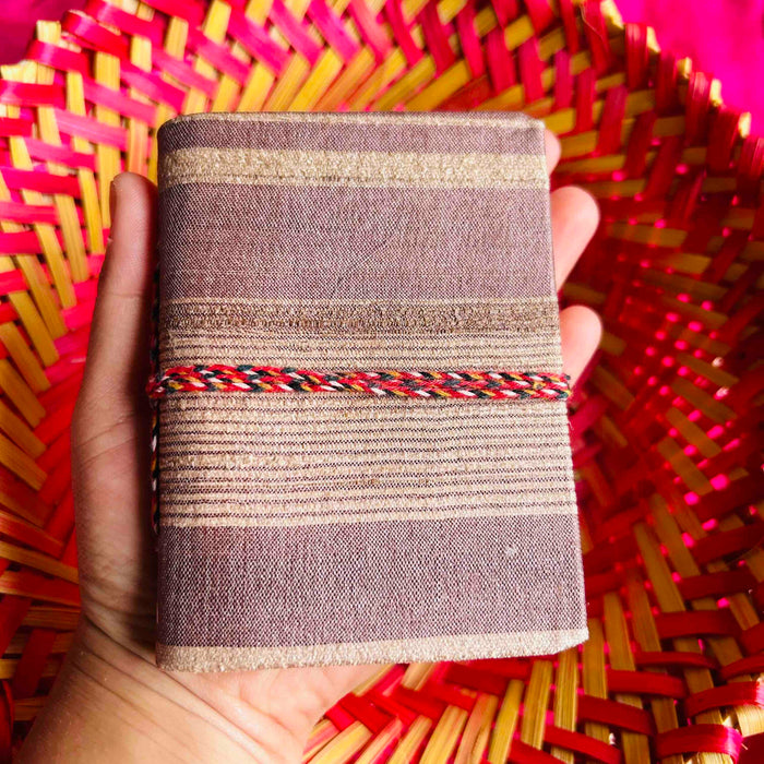 CINNAMON UPCYCLED HANDLOOM FABRIC POCKET DIARY