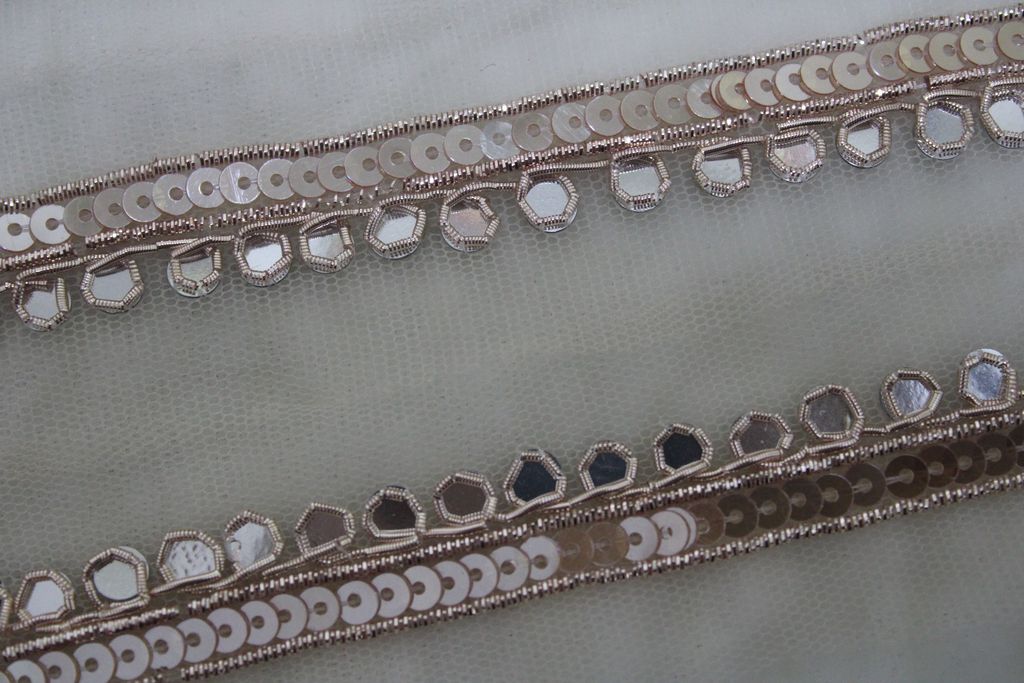 Rose Gold Sequin and Zari Handwork Trim