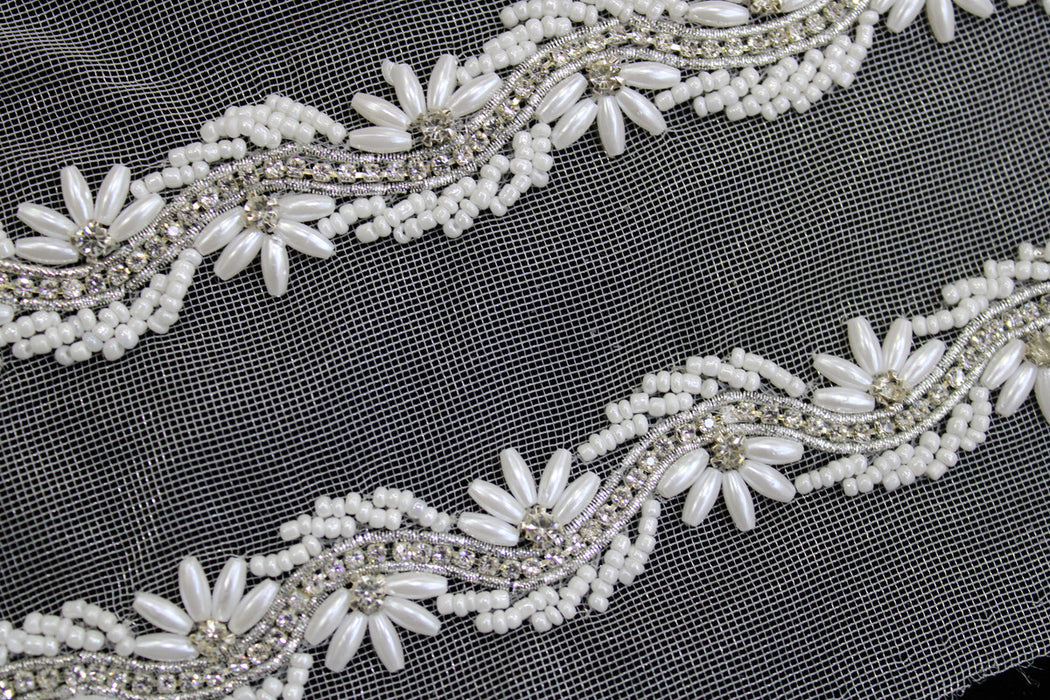 Silver Embellished Handwork Trim