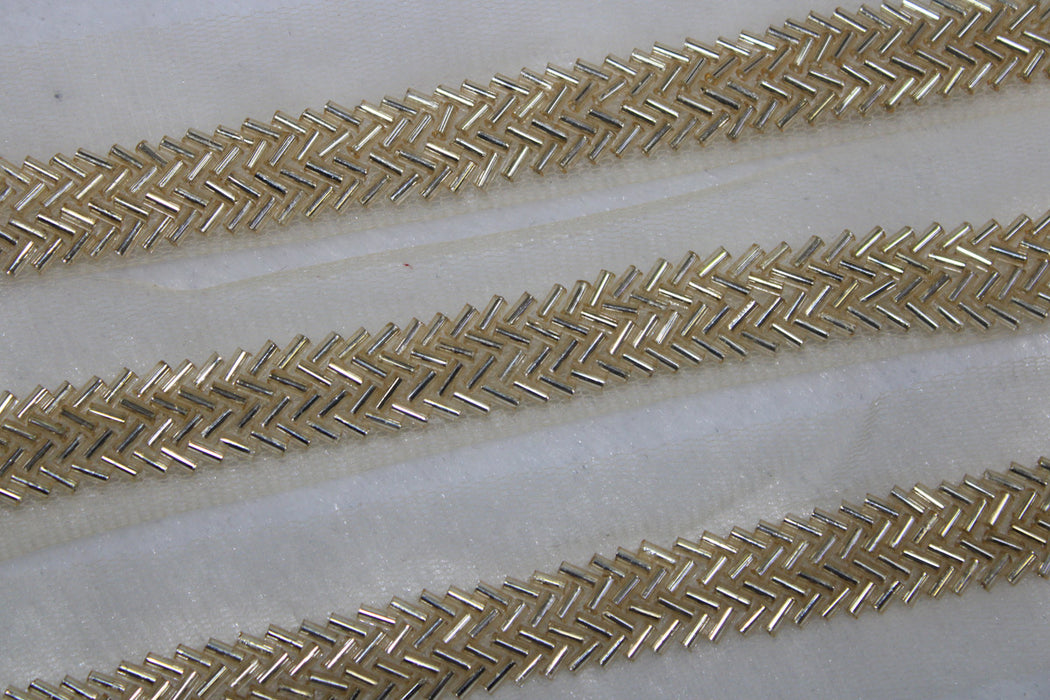 Light Golden Embellished Handwork Trim