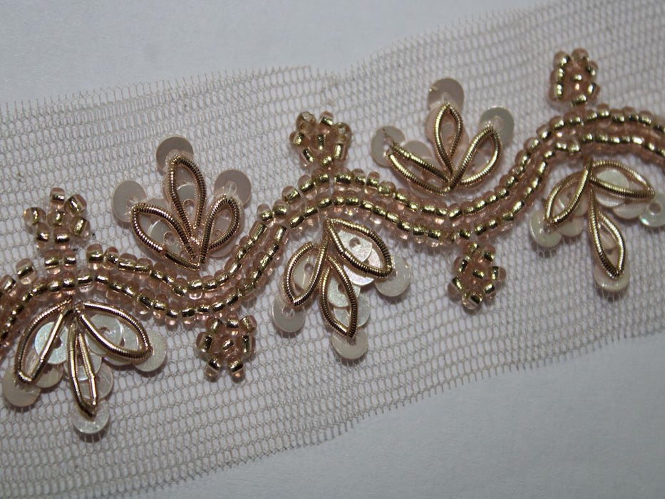 Rose Gold Glamour: Sequin and Cutdana Handwork Trim