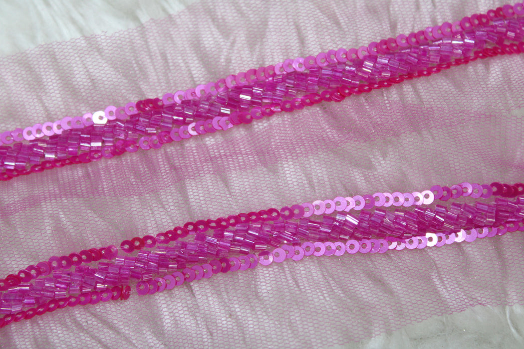 Pink Petal Delight: Cutdana Handwork Trim