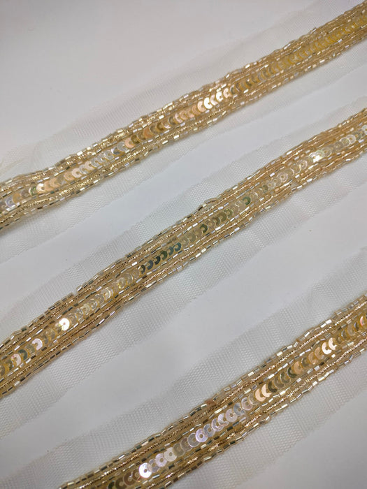 Golden Radiance: Sequin and Cutdana Handwork Trim