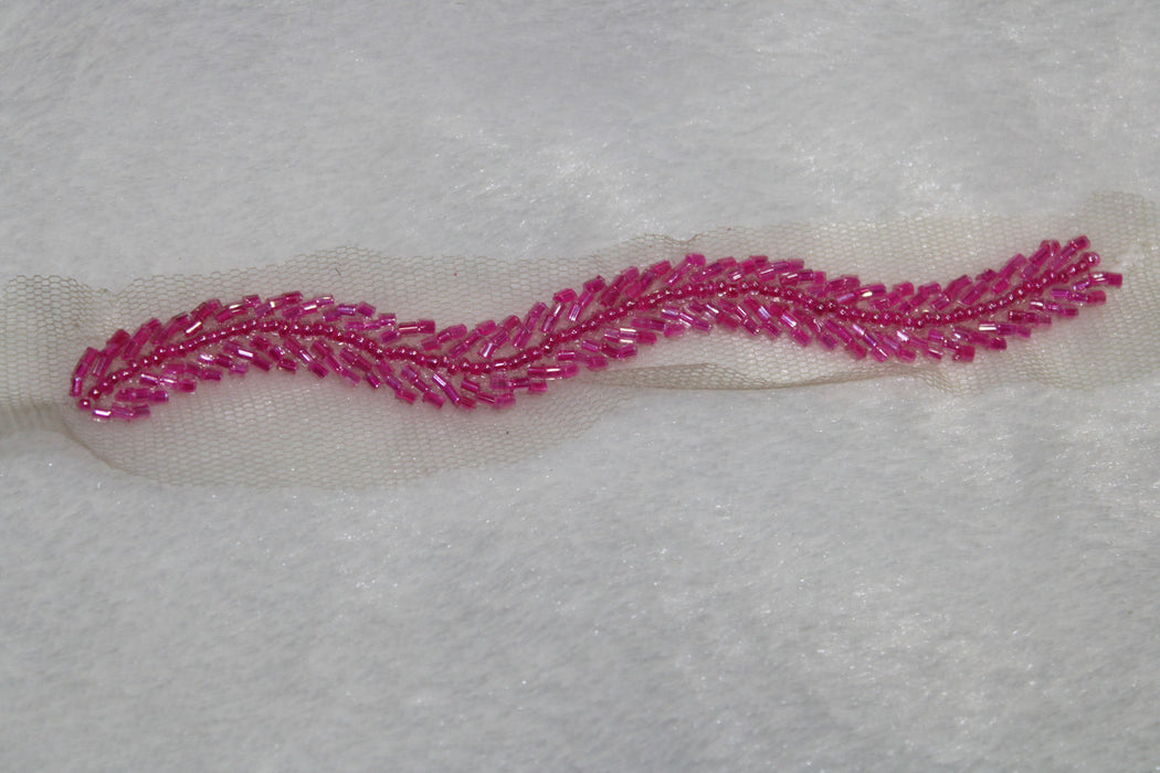 Elegant Pink Cutdana Embellished Handwork Trim