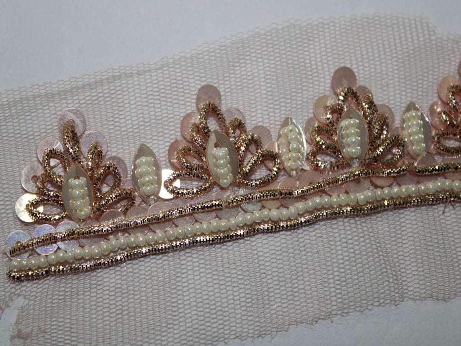 Rose Gold Glamour: Zari, Soft Pink Sequin, and Pearl Work