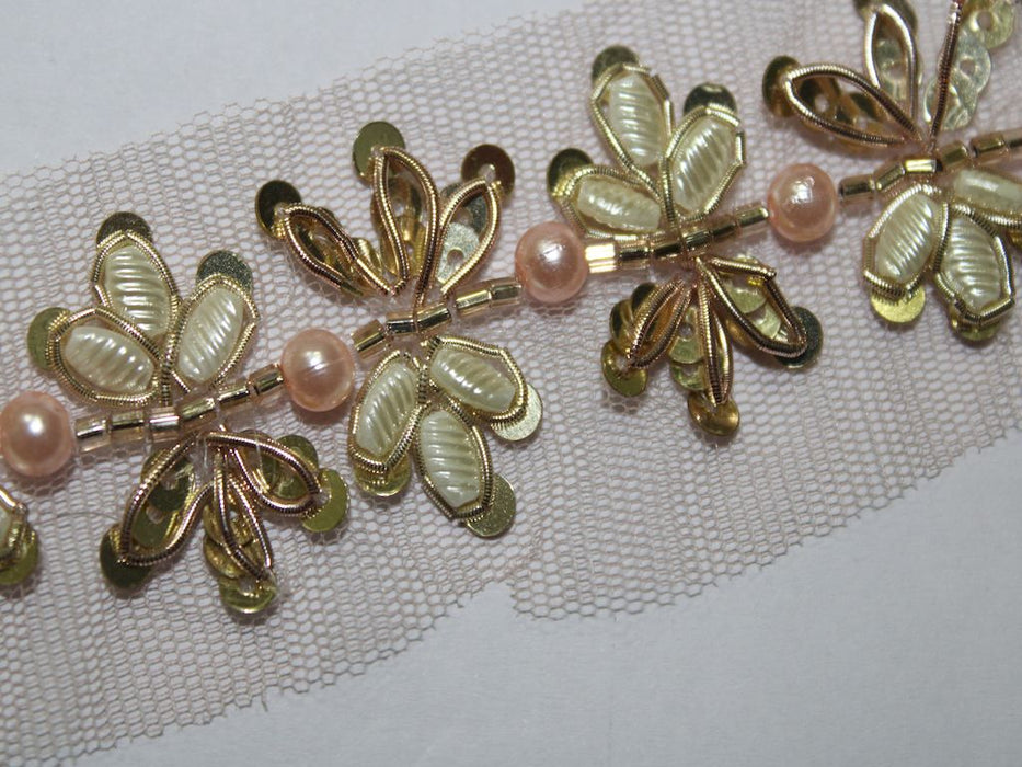 Golden Blush: Zari, Soft Pink Sequin, and Pearl Work