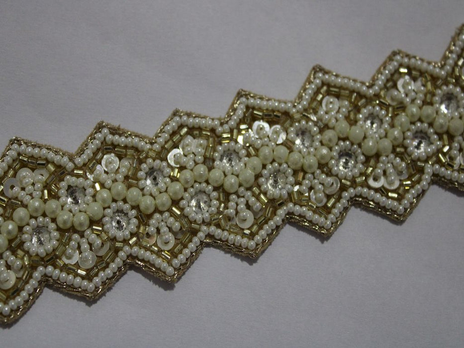 Pearl Radiance: Cutdana and Stone Handwork Trim