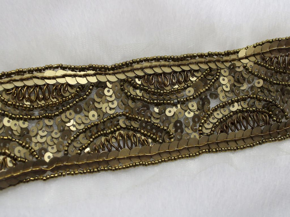 Antique Gold Splendor: Sequin Beads and Zari Handwork Trim