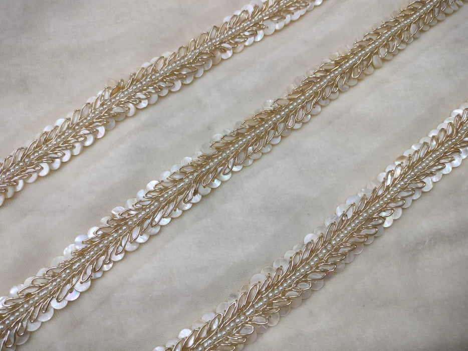 Water Gold Elegance: Pearls and Zari Embellishments