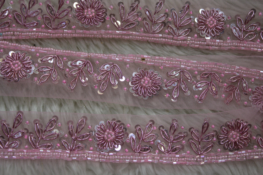 Pink Splendor: Sequin and Zari Handwork Trim