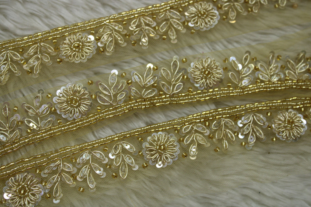 Yellow Splendor: Sequin and Zari Handwork Trim