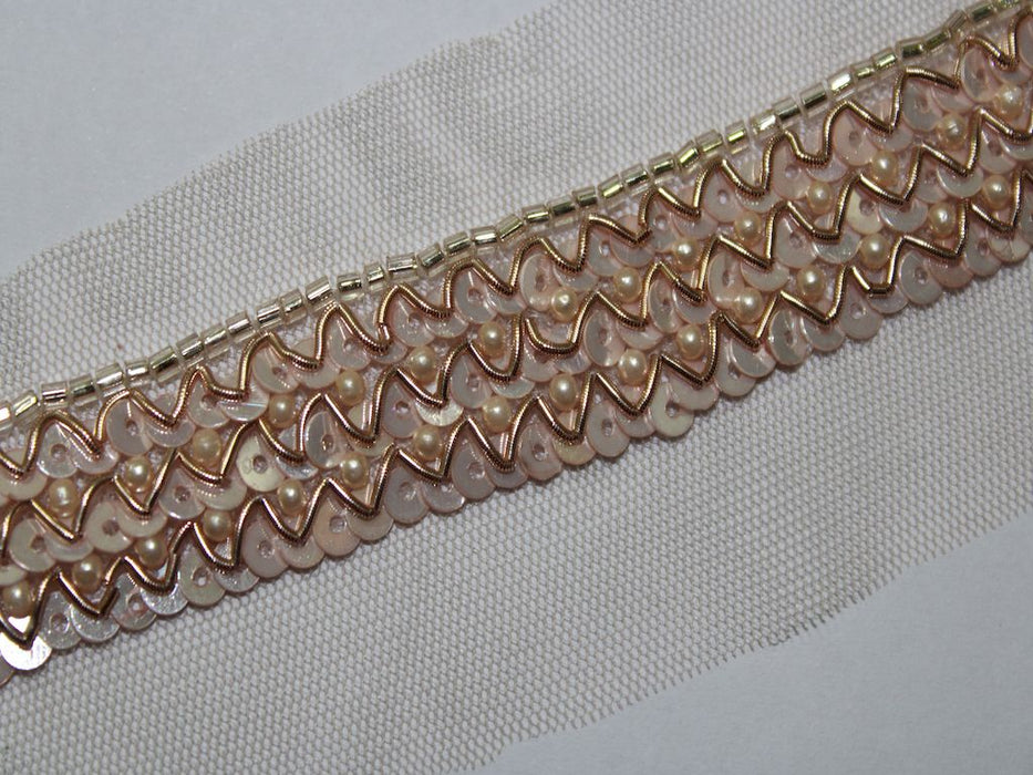 Blush Elegance: Rose Gold Zari Handwork Trim