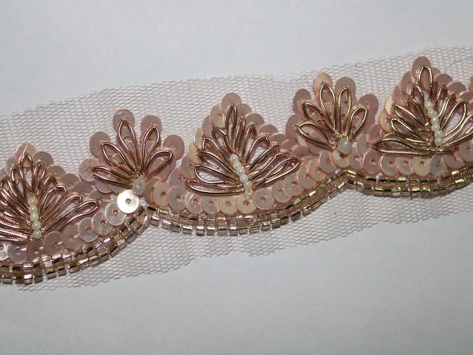 Rose Pink Radiance: Sequin with Zari Handwork Trim