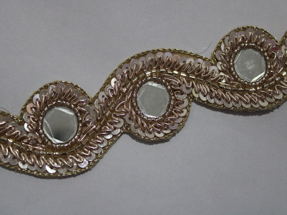 Rose Gold Sparkle: Zari, Sequin, and Abla Handwork Trim