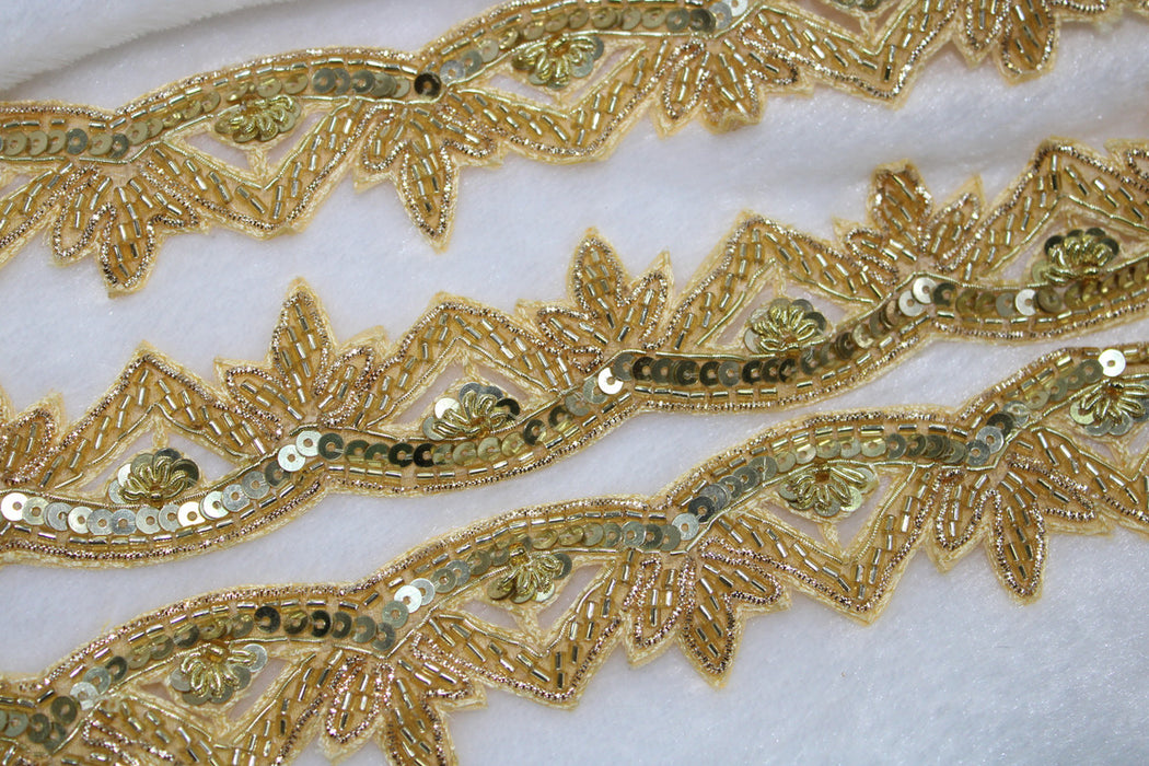 Golden Elegance: Cutdana and Sequin Embellishment