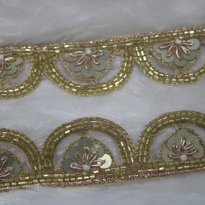 Golden Scallops: Sequin Handwork Trim