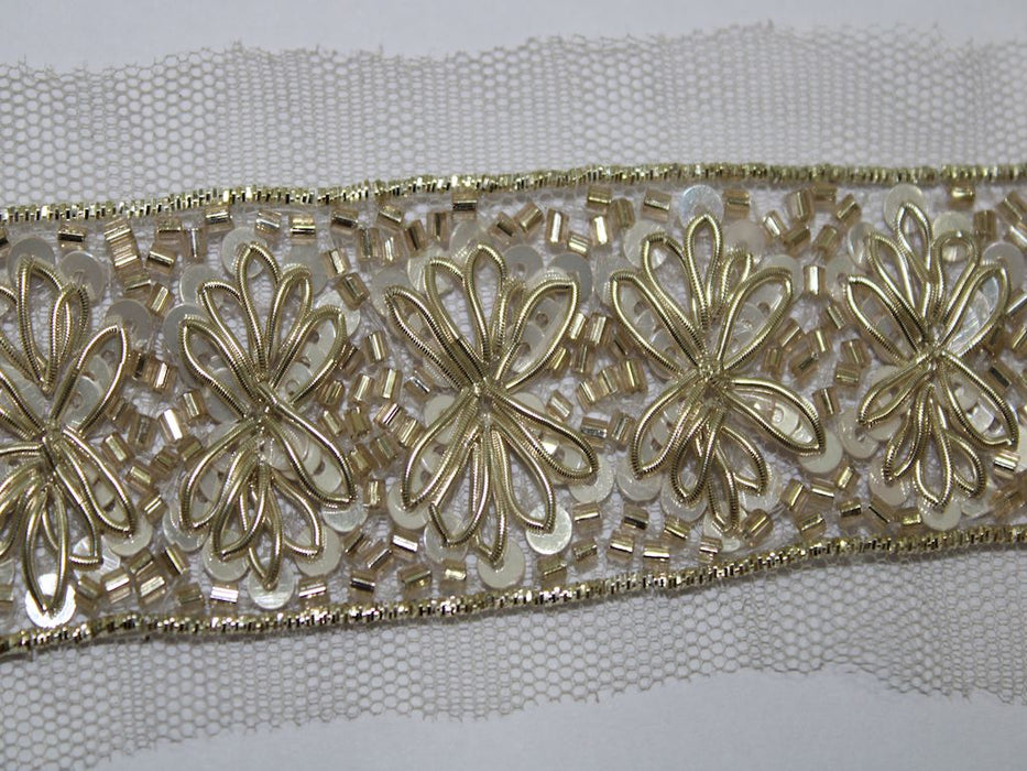 Silver Shimmer: Ivory Sequin with Silver Zari Handwork Trim