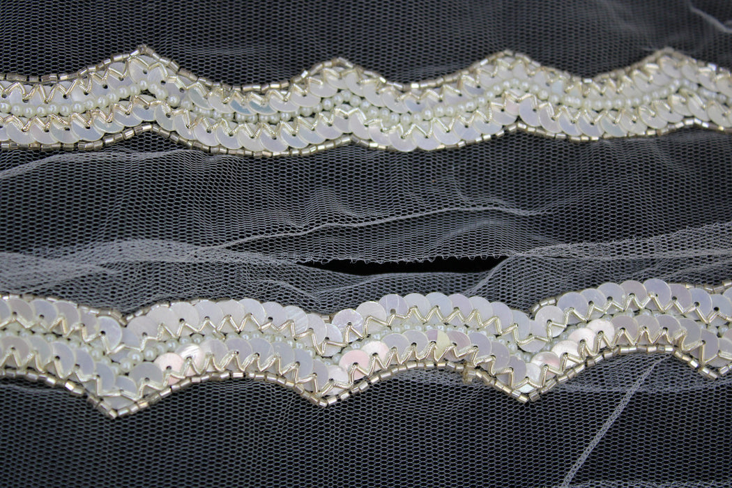 White Waves: Scalloped Sequin with Pearl Trim