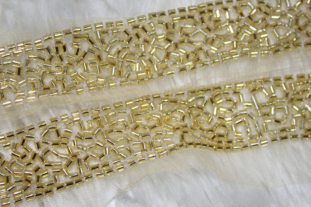 Light Golden Embellished Handwork Trim