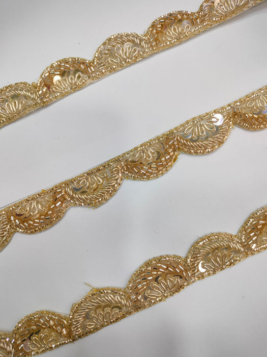 Golden Gleam: Light Gold Scalloped Zardozi Trim