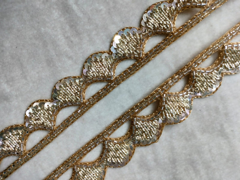 Golden Radiance: Scalloped Handwork Zardozi Trim