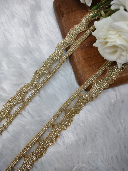 Golden Radiance: Light Gold Scalloped Zardozi Trim