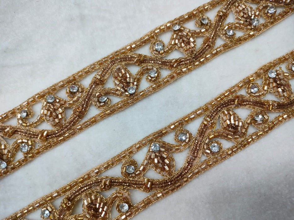 Golden Elegance: Zari Zardozi Handwork Trim