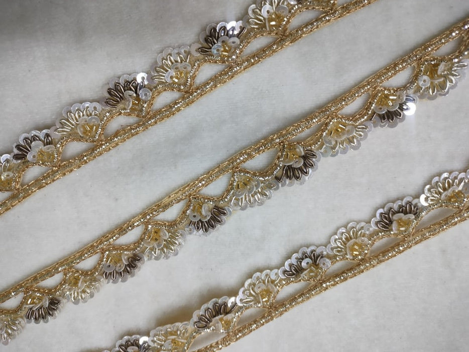 Golden Radiance: Scalloped Light Gold Zardozi Trim