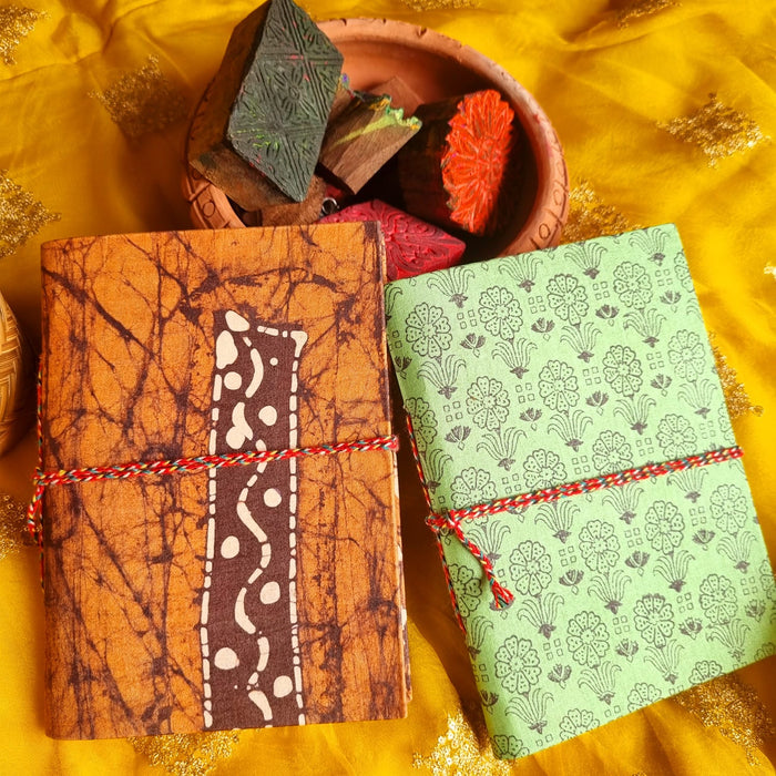 PACK OF UPCYCLED HANDLOOM FABRIC JOURNAL (2 doori)