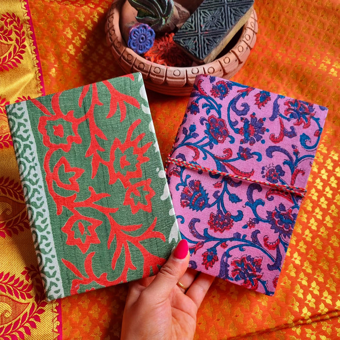 PACK OF UPCYCLED HANDLOOM FABRIC JOURNAL (hardbound and dori)