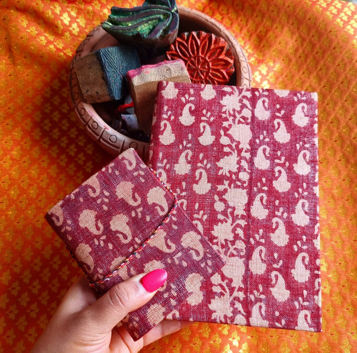 MITTI UPCYCLED HANDLOOM FABRIC JOURNAL (combo-pocket diary and hardbound)