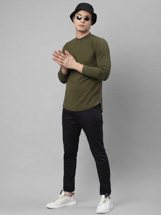 s Multi-Coloured Cotton Full Sleeves Slim Fit Solid Henley T-Shirt  - Pack of 2