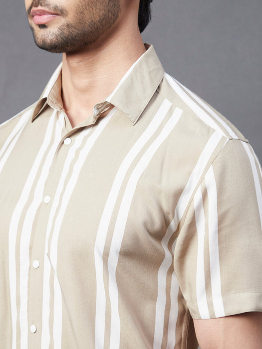 Vertical Stripe Rayon Shirt