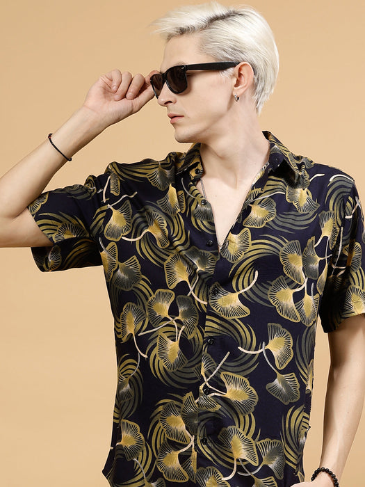 All Over Botanical Print Rayon Shirt