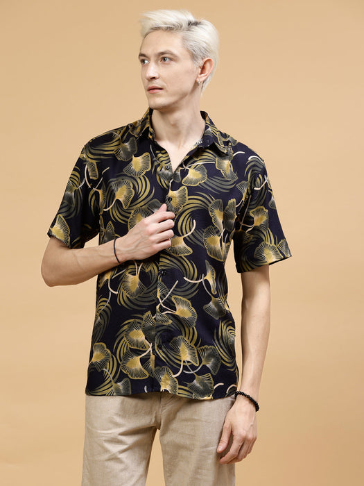 All Over Botanical Print Rayon Shirt