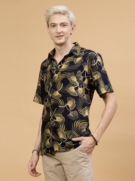 All Over Botanical Print Rayon Shirt